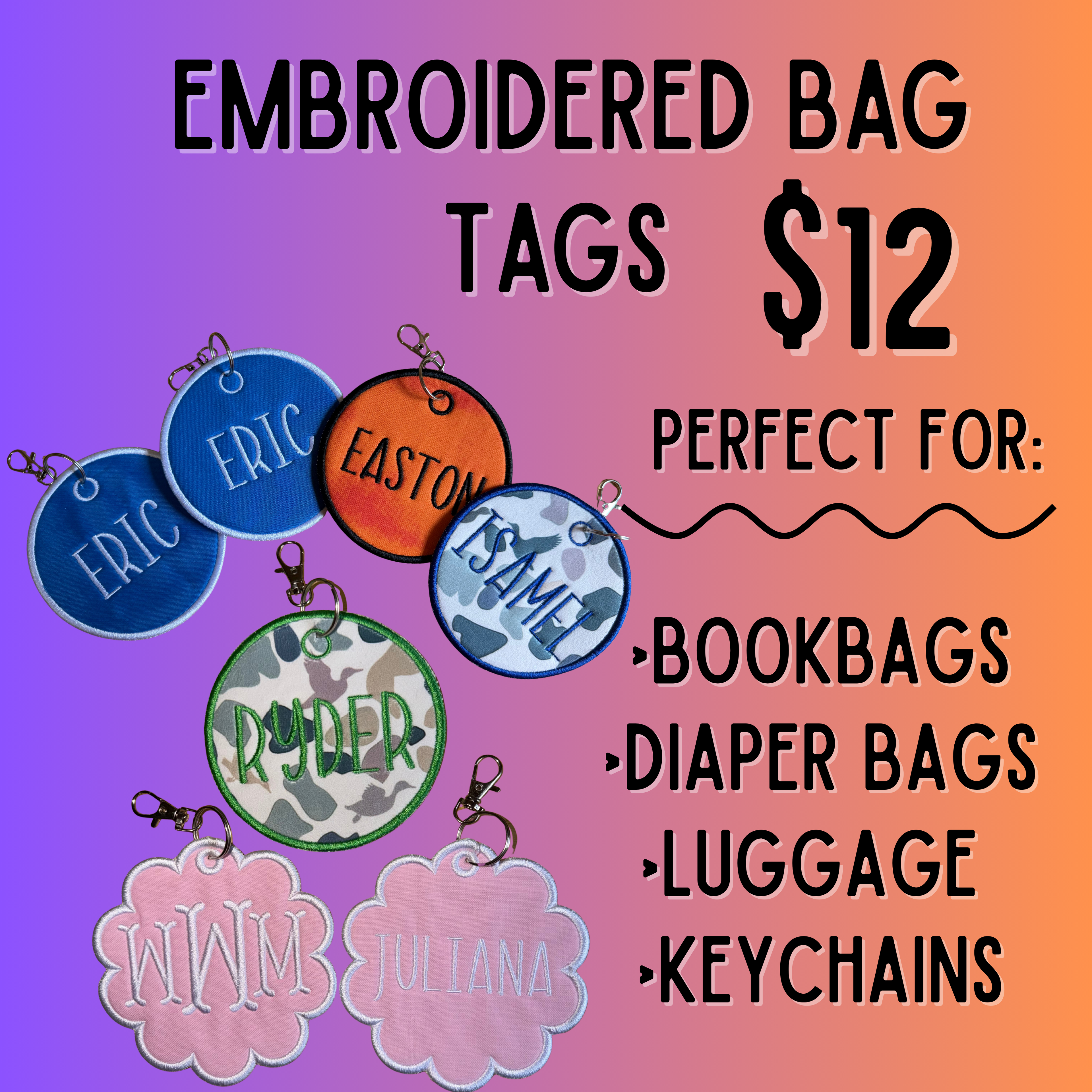 Embroidered Bag Tag