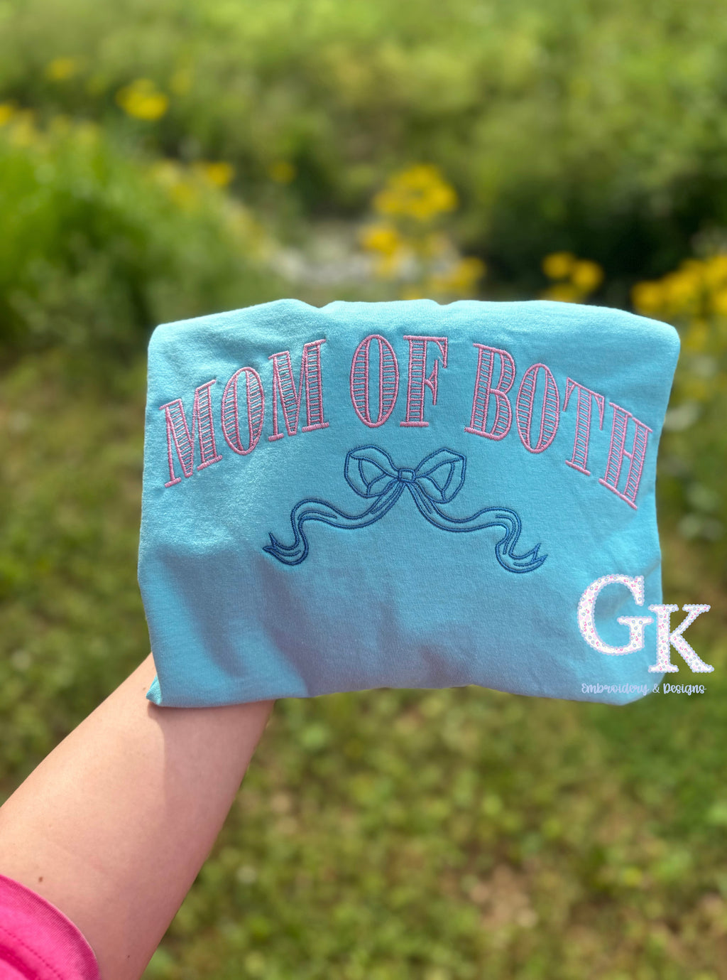 Mom of Both Embroidered Tee
